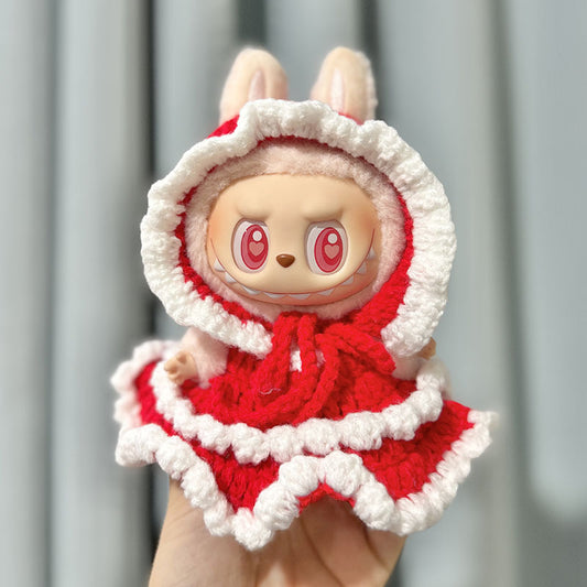 [Clothes only] First and second generation Labubu clothes pendant Labubu sitting party pure handmade Little Red Riding Hood suit