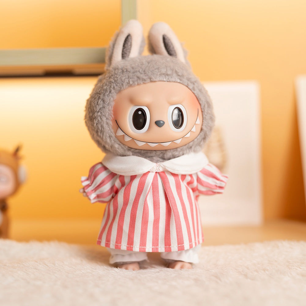 [Clothes only] 17cm pendant Labubu clothes Kindergarten two-piece keychain labubu doll clothes cute