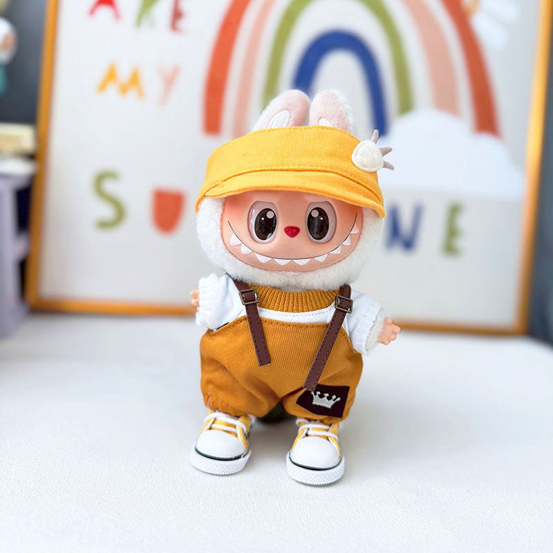 Clothes only] First and second generation Labubu clothes pendant Labubu sitting baby clothes crown belt overalls set