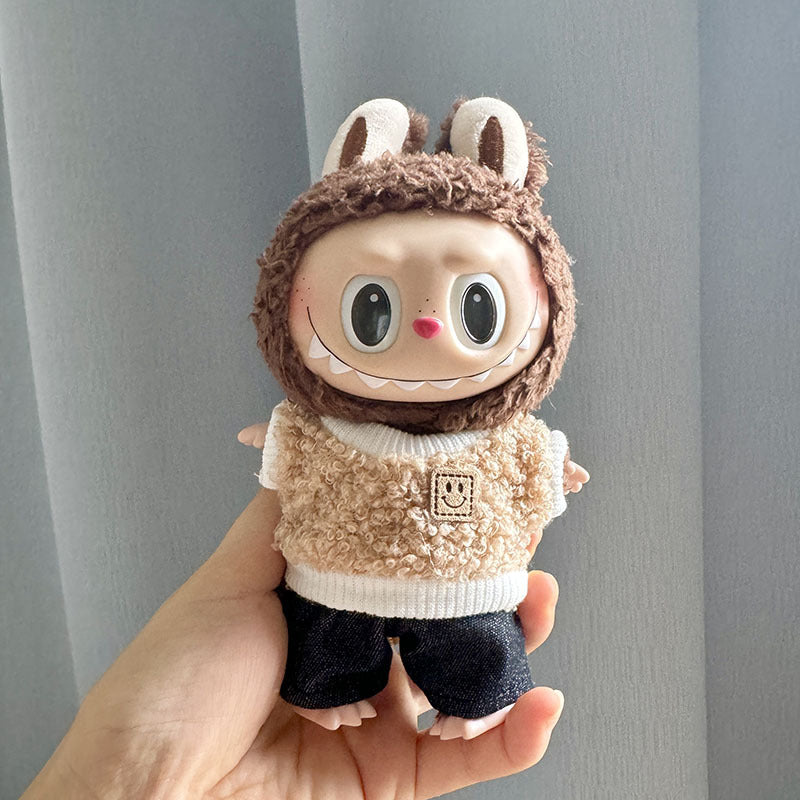 [Clothes only] 17cm pendant, rabub clothes, circle smiley shirt set, keychain labubu doll clothes.