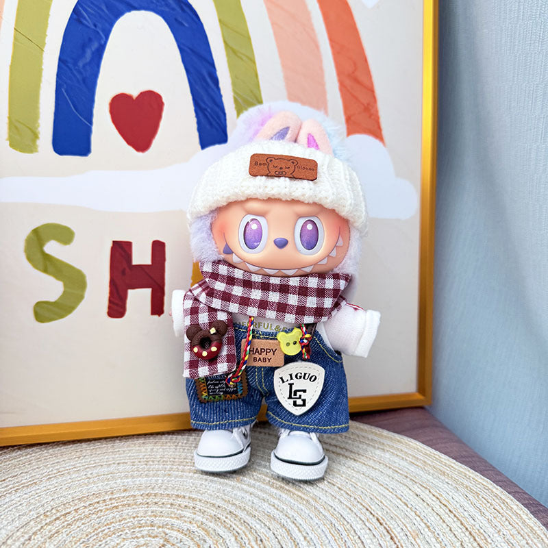 [Clothes only] One, two and three generations of Labubu clothes pendant Labubu cloth for sitting baby clothes happy pizza set