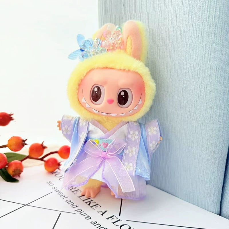 [Clothes only] 17cm Labubuwa clothes LABUBU blind box sitting party one, two, three generations of gold and purple joy clothes