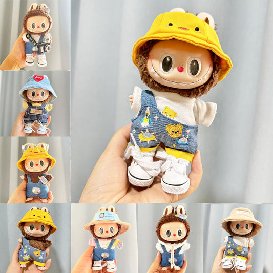 Clothes only] Baby clothes 17cm pendant Labubu clothes Labubu doll with overalls series cute and cute