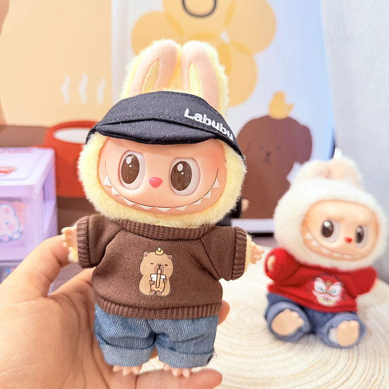 [Clothes only] First and second generation keychain Labubu clothes pendant Labubu baby clothes drinking milk tea bear sweater