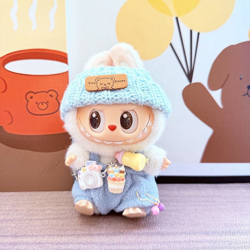 [Clothes only] One, two and three generations Labubu clothes pendant Labubu sitting baby clothes bottle overalls set cute