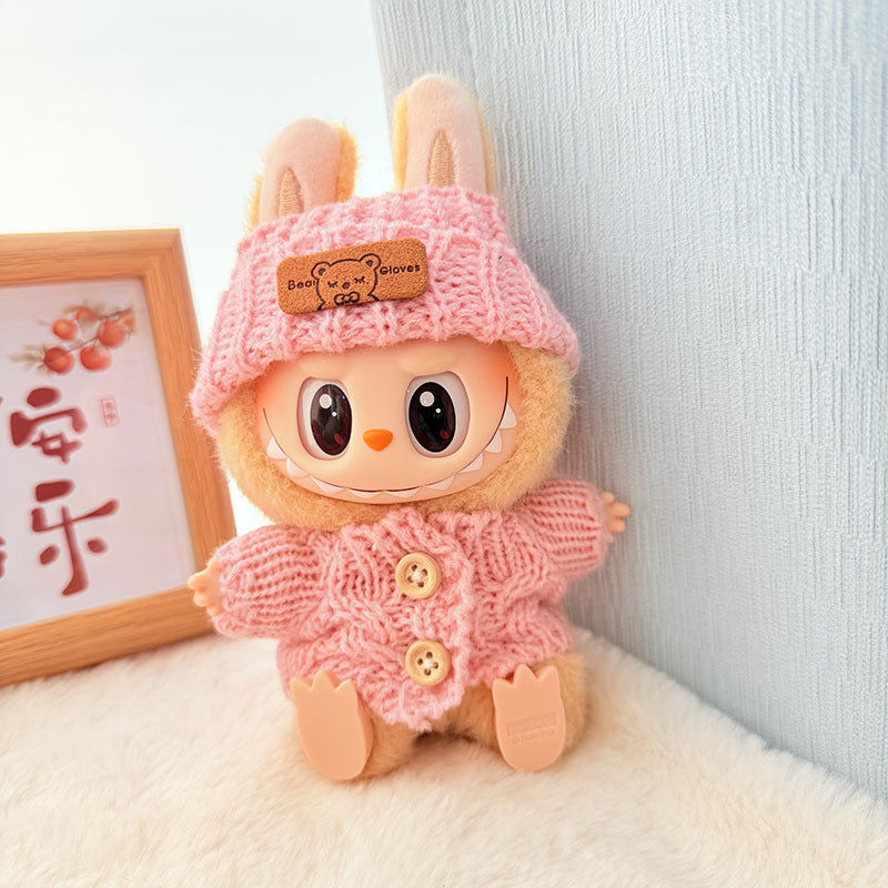 [Clothes only] One, two and three generations of keychains Labubu clothes pendant Labubu baby clothes knitted sweater hat set