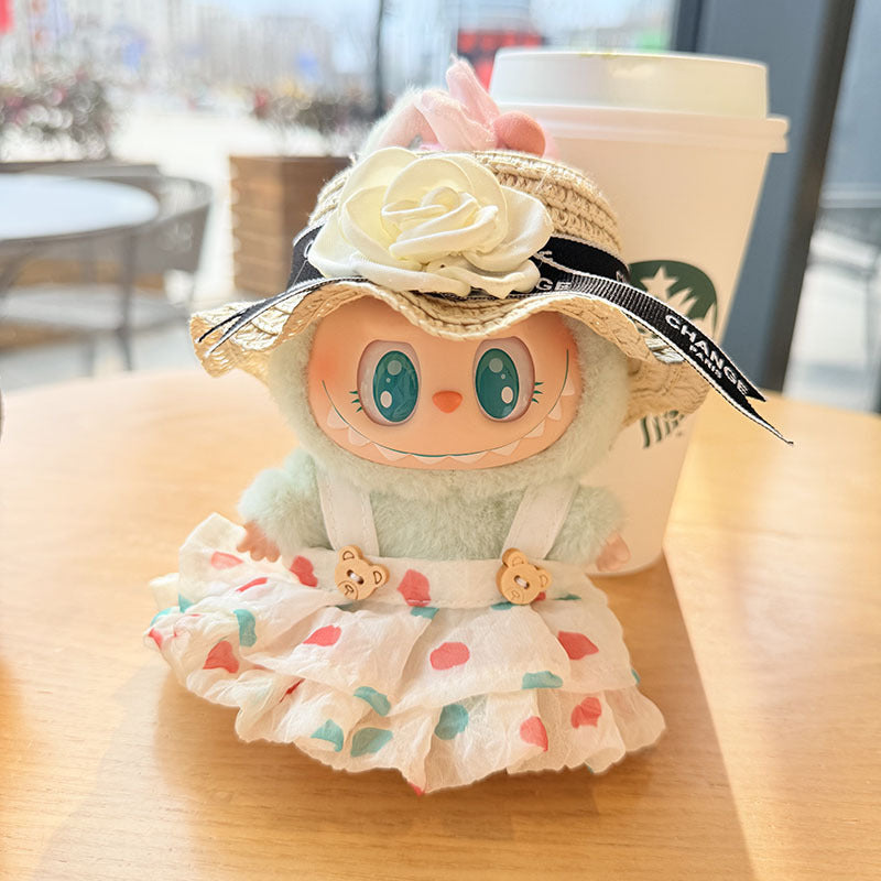 [Clothes only] First and second generation keychain Labubu clothes pendant Labub black fragrant camellia skirt straw hat