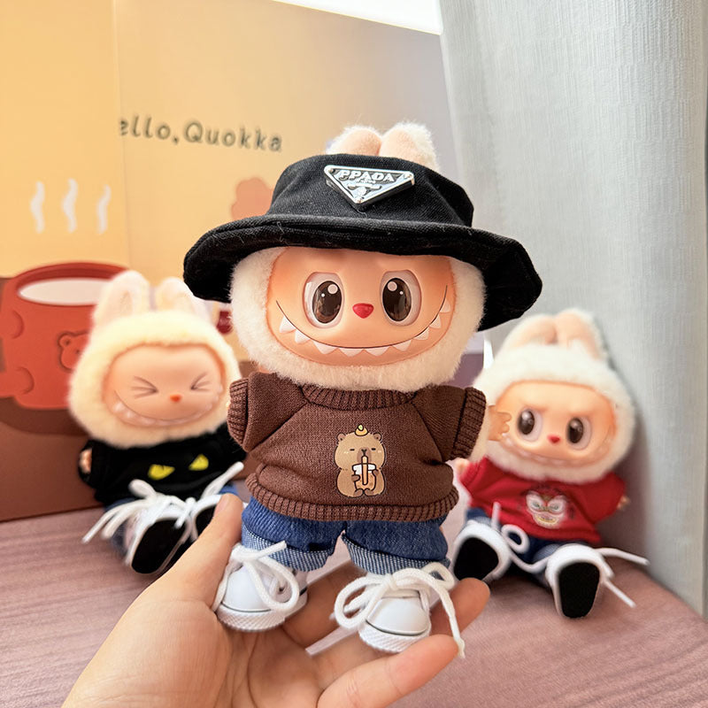 [Clothes only] First and second generation keychain Labubu clothes pendant Labubu baby clothes drinking milk tea bear sweater