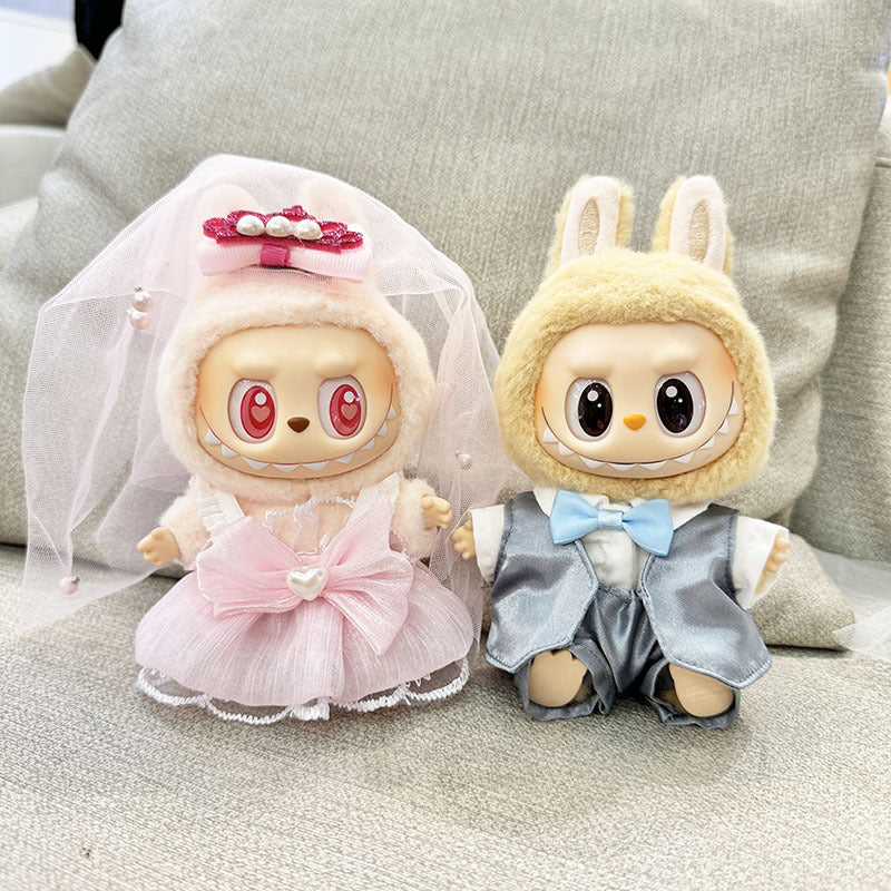 [Clothes only] First and second generation keychain Labubu clothes pendant Labubu cloth for wedding dress, suit, wedding suit.