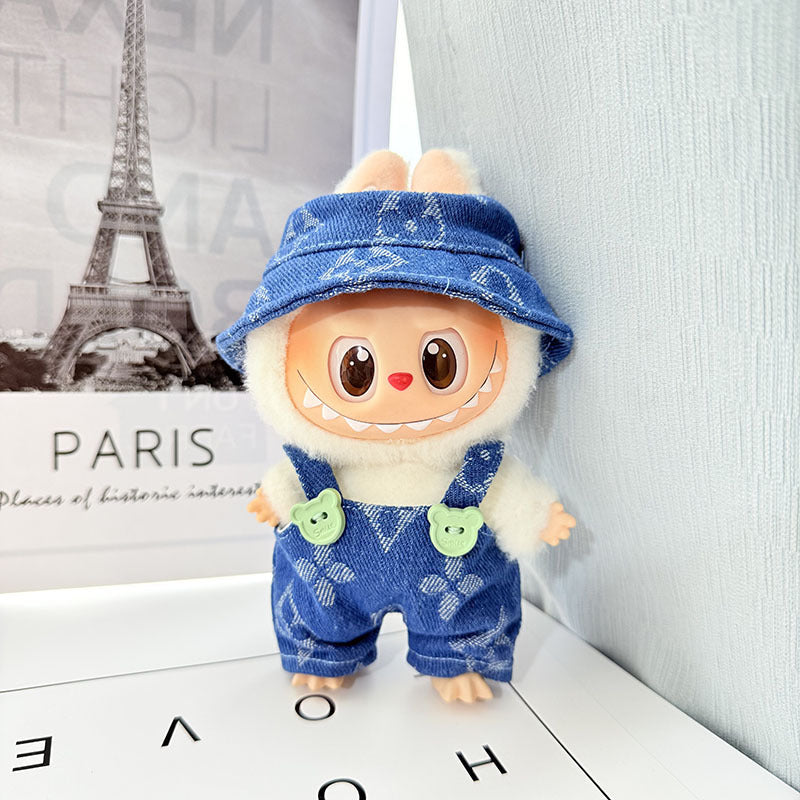 Clothes only] First and second generation Labubu clothes pendant Labubu sitting baby clothes four-leaf clover overalls set cute