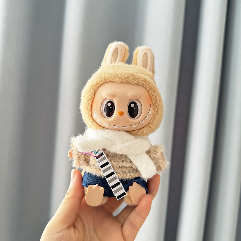 [Clothes only] First and second generation Labubu clothes pendant Labubu sitting party baby clothes denim cocoa three-piece set