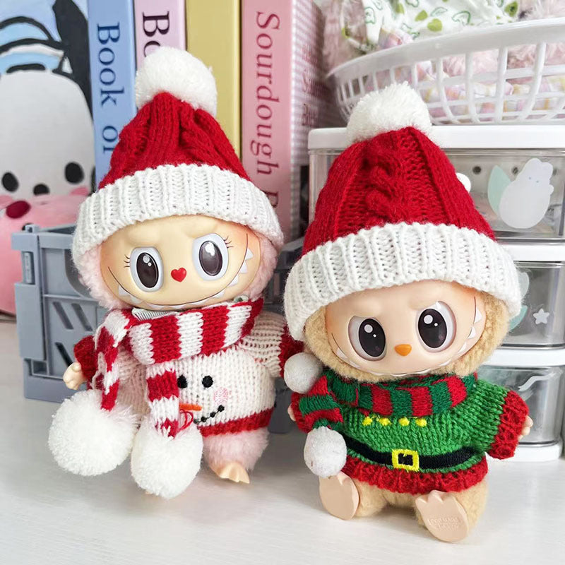 [Clothes only] First and second generation keychain Labubu clothes pendant Labubu cloth for New Year's Christmas sweater set