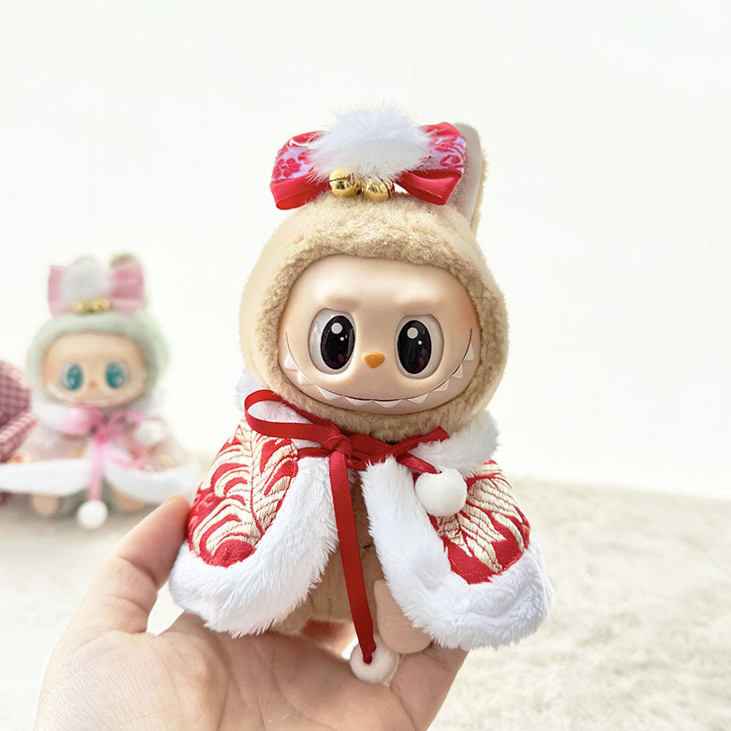 [Clothes only] First and second generation keychain Labubu clothes pendant Labubu sitting party New Year's antique shawl