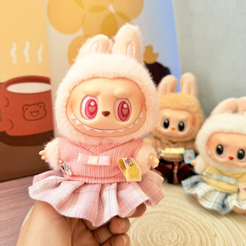 Clothes only] First and second generation Labubu clothes pendant Labubu sitting baby clothes sweetheart school flower skirt set cute