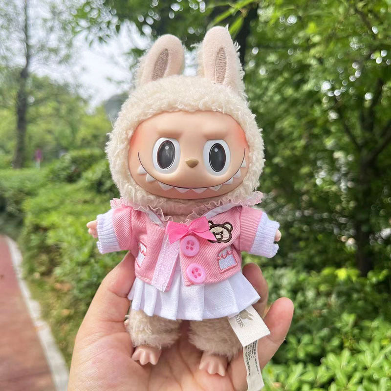 [Clothes only] 17cm labubu cloth blind box pendant doll for toning bubble shirt set cute