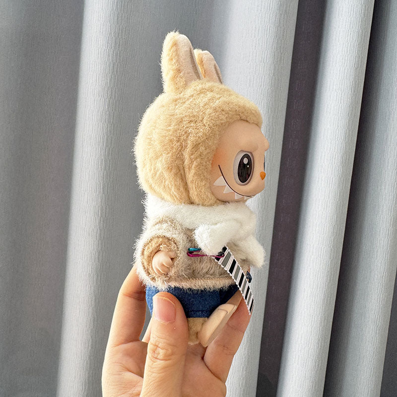 [Clothes only] First and second generation Labubu clothes pendant Labubu sitting party baby clothes denim cocoa three-piece set