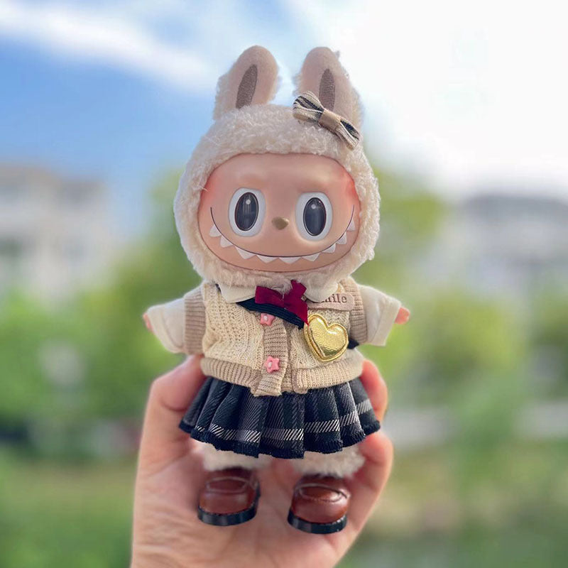 [Clothes only] 17cm pendant blind box Labubu baby clothes keychain Labubu doll for JK skirt set cute