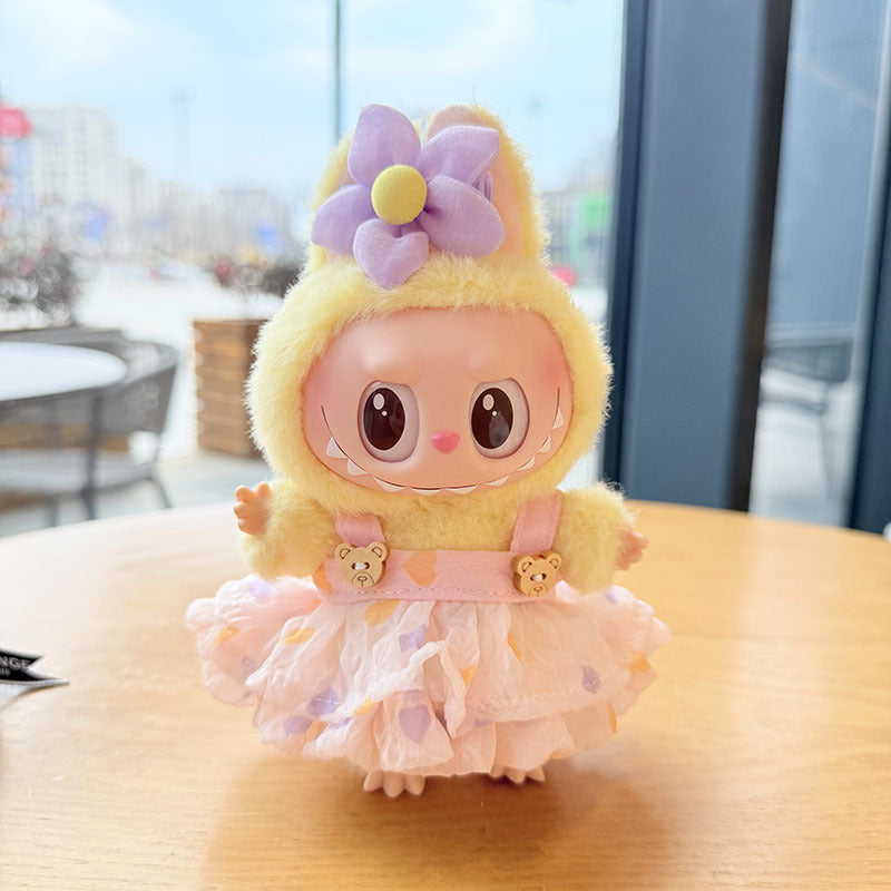 [Clothes only] First and second generation keychain Labubu clothes pendant Labub black fragrant camellia skirt straw hat