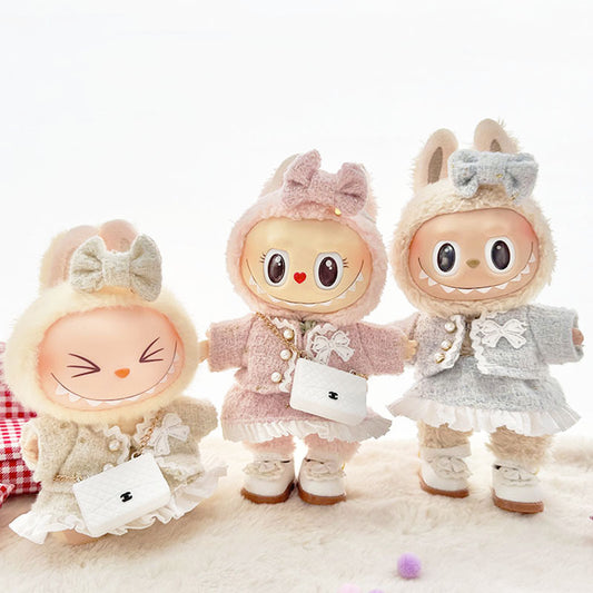 [Clothes only] First and second generation keychain Labubu clothes pendant Labubu baby clothes classic small fragrant skirt set