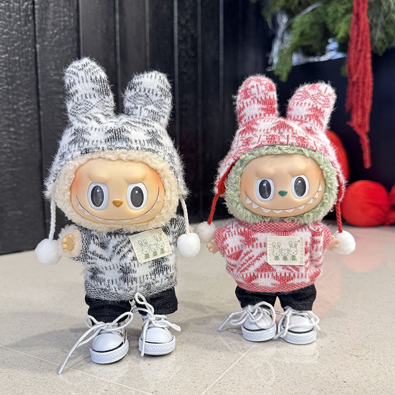 [Clothes only] First and second generation keychain Labubu clothes pendant Labubu sitting party jacquard two-piece set