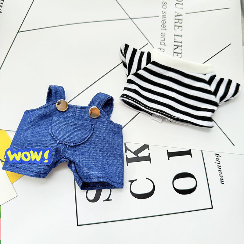 [Clothes only] First and second generation keychain Labubu clothes pendant Labubu baby clothes striped casual overalls