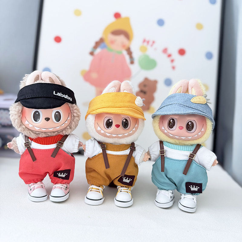 Clothes only] First and second generation Labubu clothes pendant Labubu sitting baby clothes crown belt overalls set