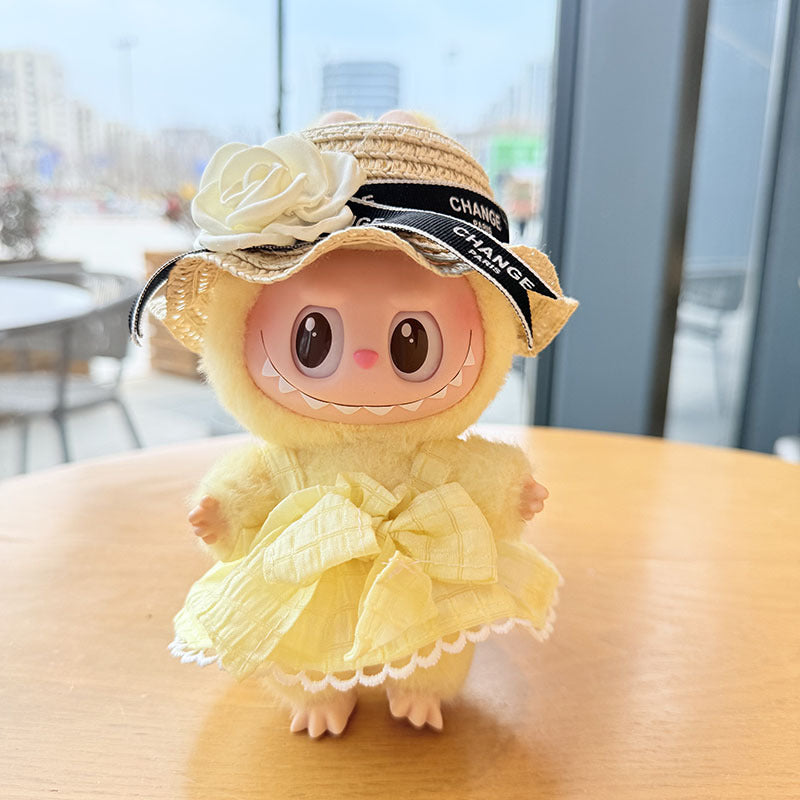 [Clothes only] First and second generation keychain Labubu clothes pendant Labub black fragrant camellia skirt straw hat
