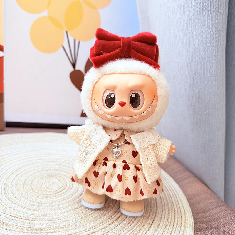 [Clothes only] One, two and three generations Labubu clothes pendant Labubu sitting baby clothes sweet heart dress