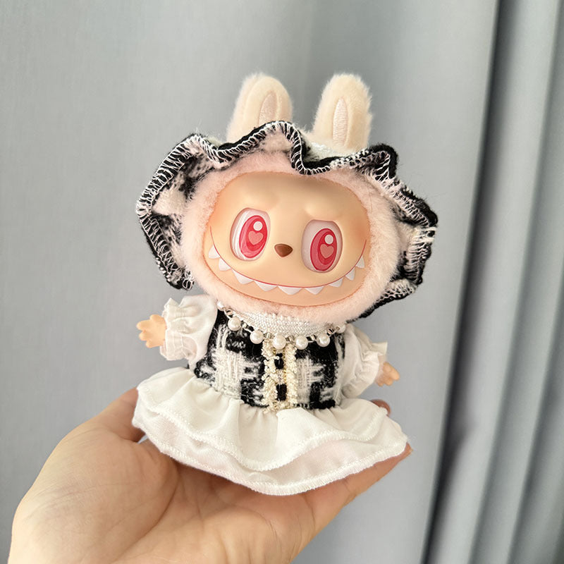 [Clothes only] Second-generation Labubu clothes pendant Labubu sitting party baby clothes headband Xiaoxiangfeng set