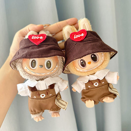 [Clothes only] Second-generation keychain Labubu clothes pendant Labubu sitting party lapel white shirt repair dog outfit