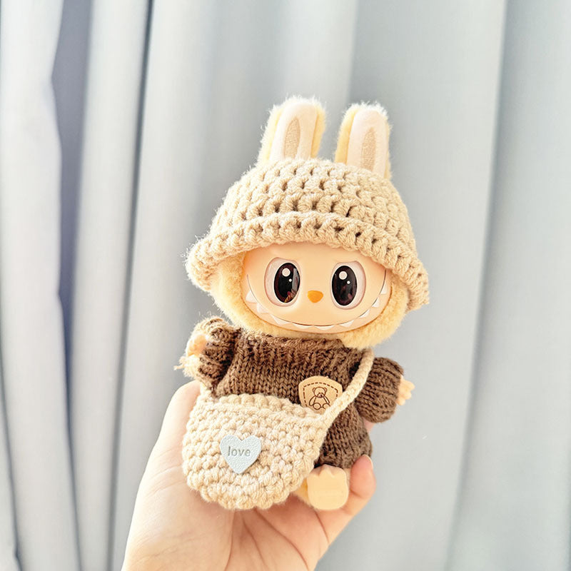 [Clothes only] One, two and three generations of keychains Labubu clothes pendant Labubu sweater headband Japanese three-piece set Moe