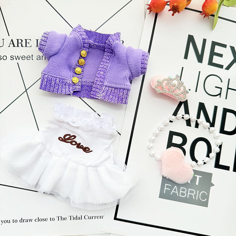 [Clothes only] 17cm Labubuwa clothes LABUBU blind box sitting party one, two, three generations of gold and purple joy clothes