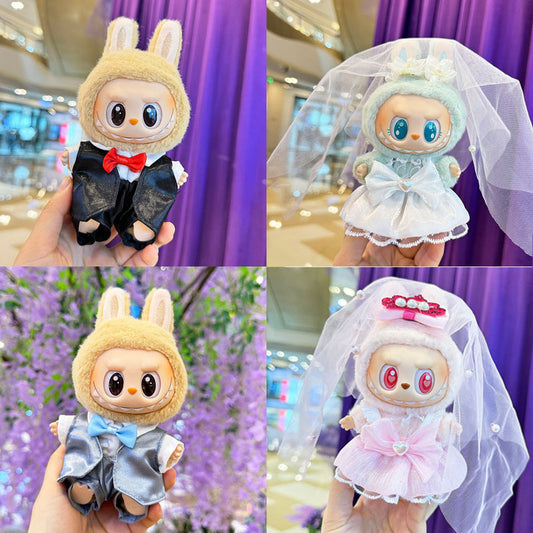 [Clothes only] First and second generation keychain Labubu clothes pendant Labubu cloth for wedding dress, suit, wedding suit.