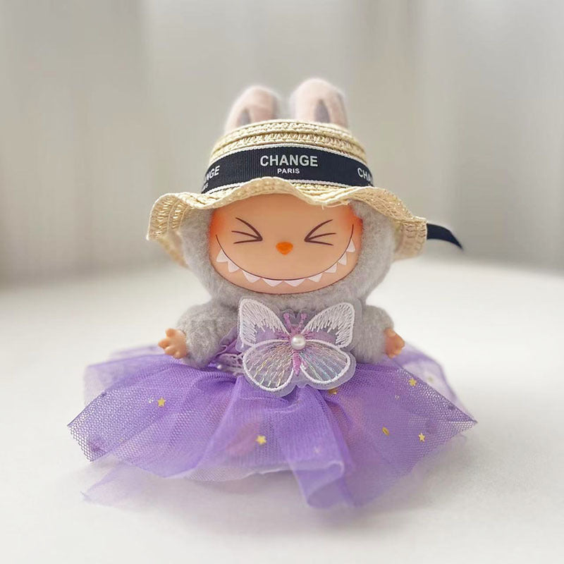 Clothes only] First and second generation Labubu clothes pendant Labubu cloth sitting baby clothes purple butterfly dream gauze skirt fairy