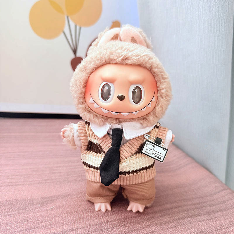 [Clothes only] One, two and three generations Labubu clothes pendant Labubu sitting baby clothes tie vest college style cute