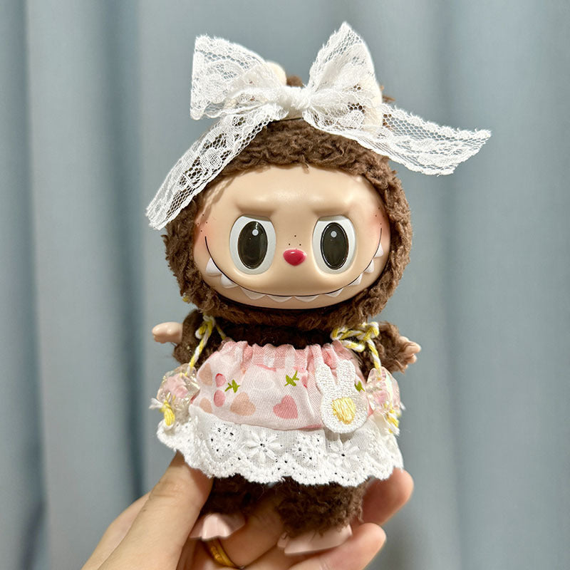 [Clothes only] 17cm rabub wearing pendant labubu doll keychain baby clothes overalls dress cute