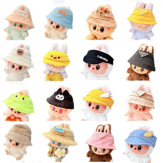 [Clothes only] 17cm blind box Labubu pendant baby clothes small animal hat Labubu trendy bucket hat accessories