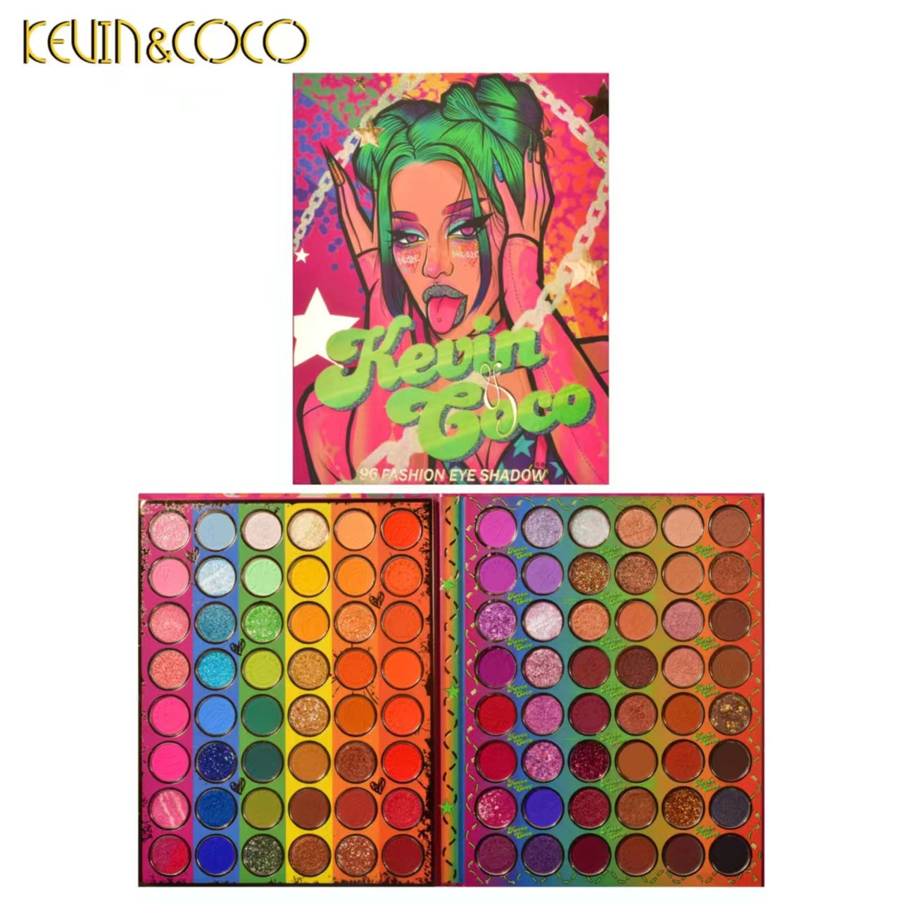 KEVIN & COCO 96-color eyeshadow disc, modern girl, pearlescent, sequined makeup disc