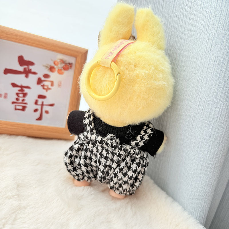 [Clothes only] 17cm pendant, rabub clothes, camellia straw hat set, keychain, labubu doll clothes.