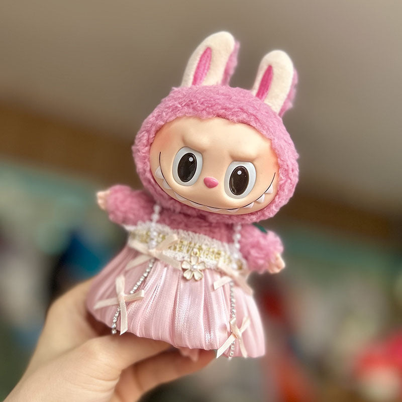 [Clothes only] 17cm pendant, Labubu clothes, keychain Labubu doll, replacement baby clothes, dinosaur onesie.