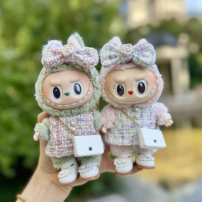 [Clothes only] The first, second and third generation keychain Labubu clothes pendant Labubu cloth colorful fragrant camellia + small C bag.