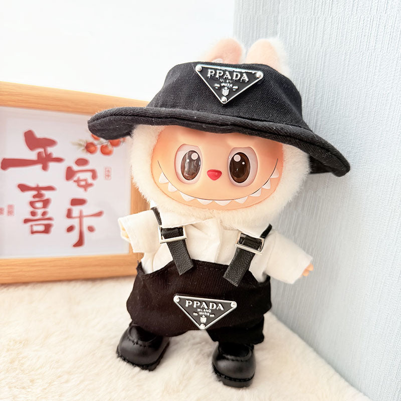 [Clothes only] First and second generation keychain Labubu clothes pendant Labubu baby clothes inverted triangle overalls hat