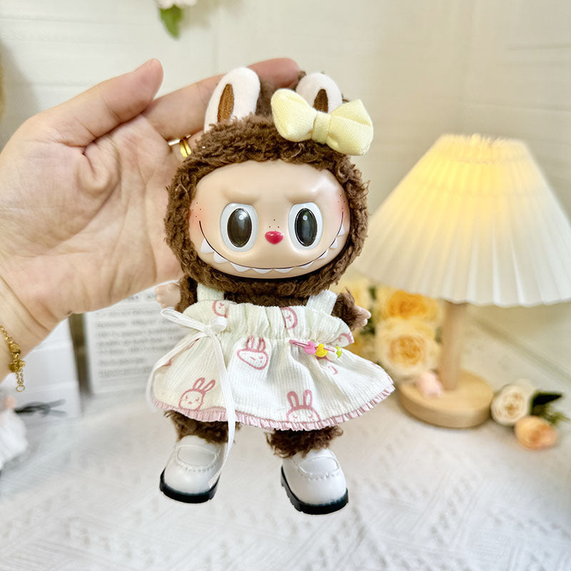[Clothes only] 17cm pendant blind box rabub clothes Labubu doll baby clothes pin rabbit head skirt set