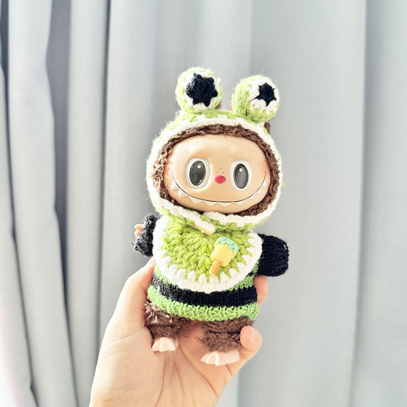 [Clothes only] One, two and three generations of keychains Labubu clothes pendant Labubu sweater headband Japanese three-piece set Moe