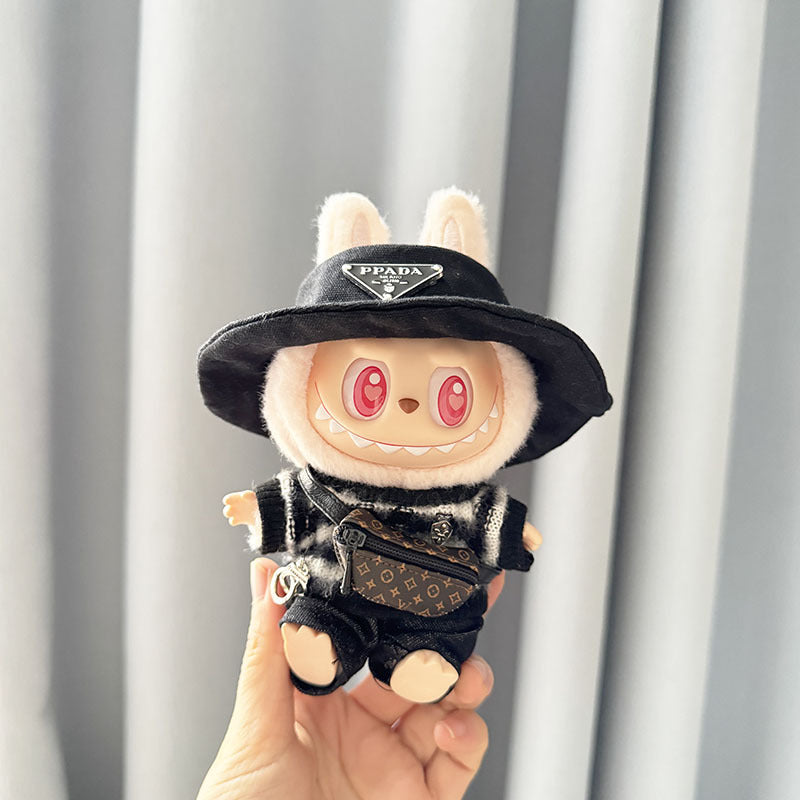 [Clothes only] First and second generation Labubu clothes pendant Labubu sitting party baby clothes handcuffs striped clothes suit