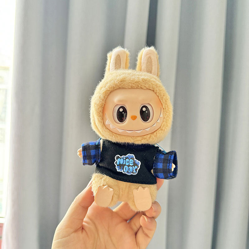 [Clothes only] First and second generation keychain Labubu clothes pendant Labubu baby clothes plaid hanging sleeve shirt creative cute
