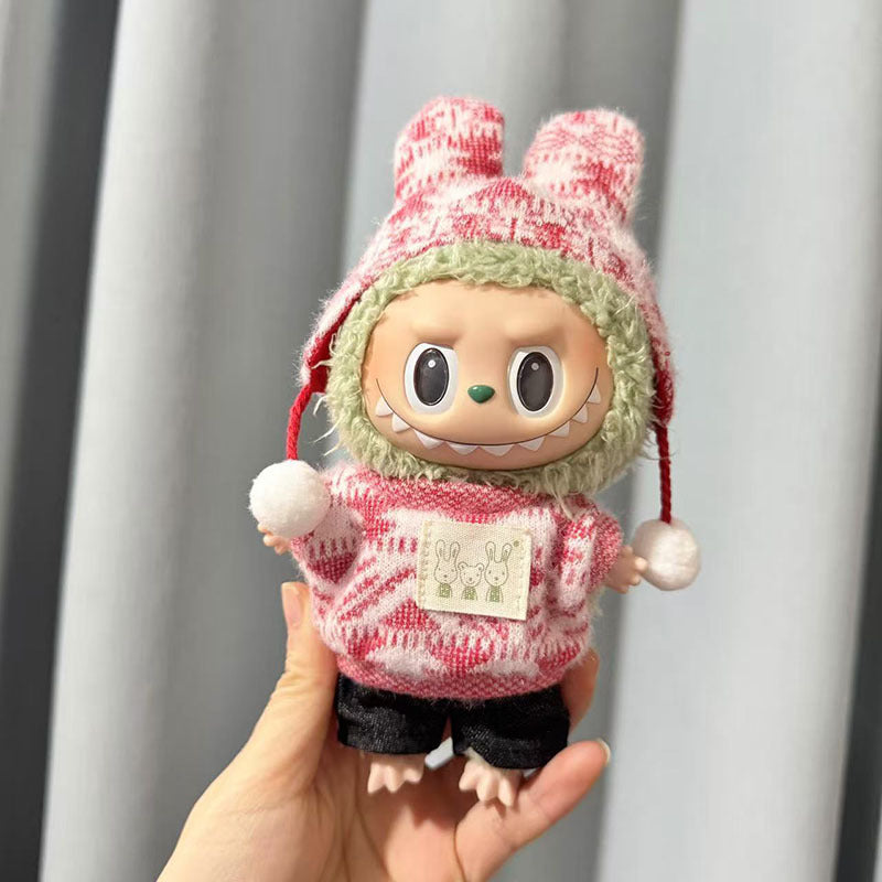 [Clothes only] First and second generation keychain Labubu clothes pendant Labubu sitting party jacquard two-piece set