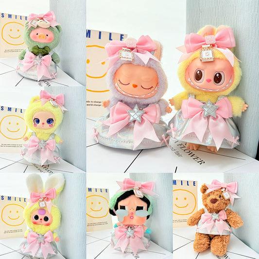 [Clothes only] First and second generation keychain Labubu clothes pendant Labubu baby clothes laser skirt set lulu pig