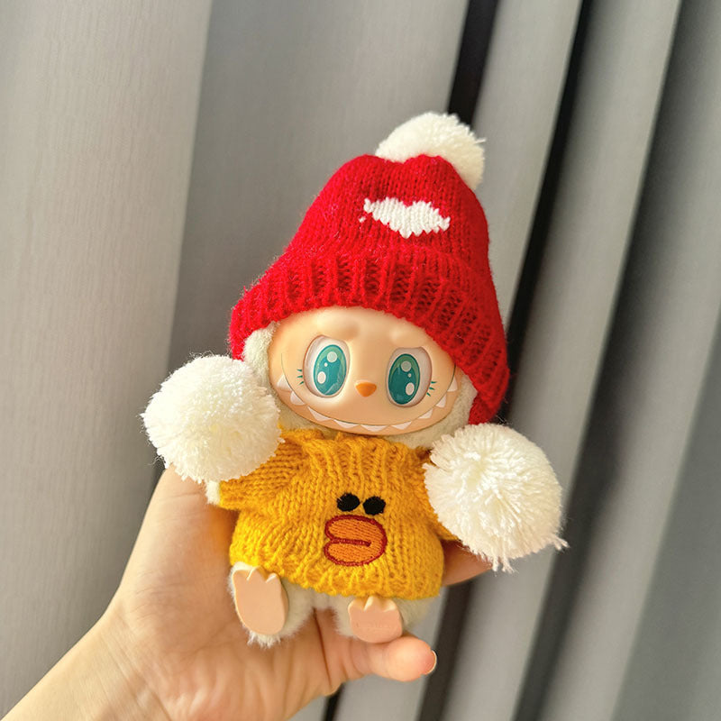 [Clothes only] First and second generation keychain Labubu clothes pendant Labubu sitting party yellow duck love hat