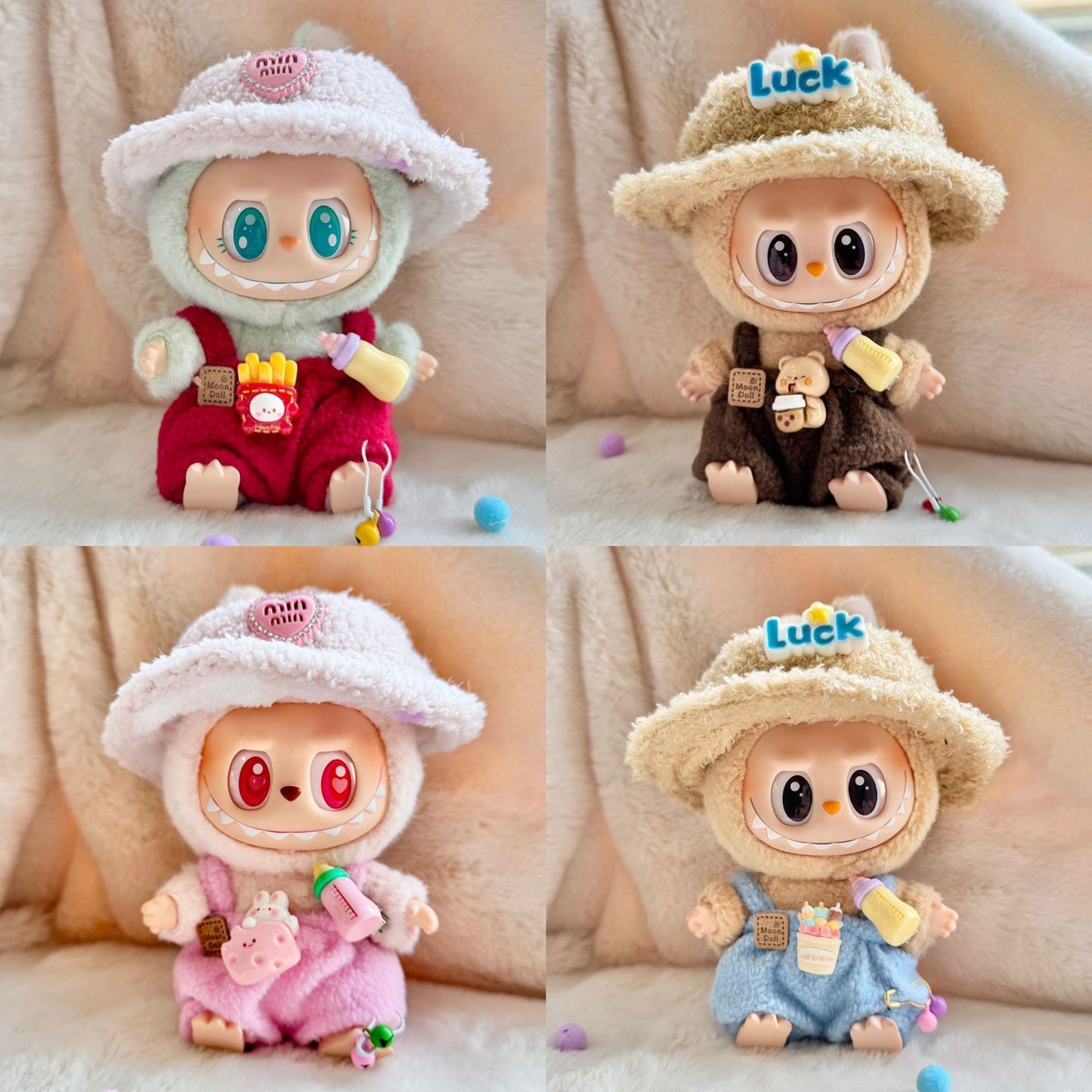 [Clothes only] First and second generation keychain Labubu clothes pendant Labubu sitting party bottle overalls